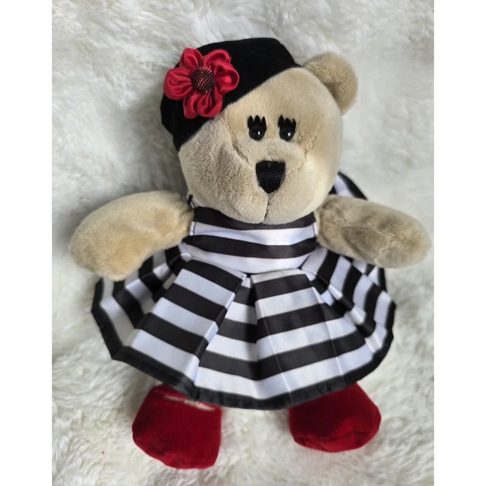 Rare Starbucks 2013 Teddy Bear Plush Black White Dress Red Shoes Collectible